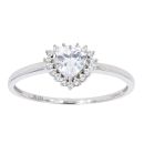 9ct White Gold Cubic Zirconia Heart Cluster Ring