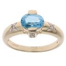 9ct Yellow Gold 0.05ct Diamond and Blue Topaz Ring