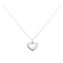 9ct White Gold Cubic Zirconia Double Heart Pendant and Chain 18"