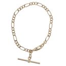 9ct Yellow Gold Figaro T-Bar Bracelet 7.5"