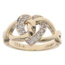9ct Yellow Gold 0.15ct Diamond Heart Crossover Ring