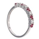 9ct White Gold Ruby and 0.08ct Diamond Half Eternity Ring