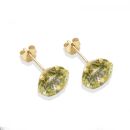 9ct yellow gold 8mm light peridot CZ stud Earrings