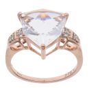 9ct Rose Gold 0.05ct Diamond And White Quartz Stone Set Ring