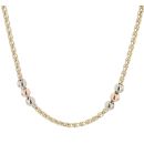 18ct Yellow, White and Rose Gold Wheat and Bead Chain 24"