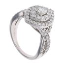 14ct White Gold 1.40ct Marquise And Brilliant Cut Diamond Cluster Ring