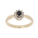 9ct Yellow Gold 0.10ct Diamond And Sapphire Cluster Ring