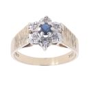 9ct Yellow Gold 0.05ct Diamond And Sapphire Cluster Ring