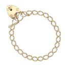 9ct Yellow Gold Heart Lock Curb Bracelet 7"