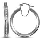 9ct White Gold Channel Set Cubic Zirconia Hoop Earrings