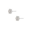 Sterling Silver Bezel Cubic Zirconia Flower Stud Earrings