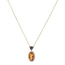 9ct Yellow Gold 0.20ct Diamond, Citrine And Garnet Pendant And Chain 18"
