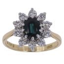 18ct Yellow Gold 0.60ct Diamond and Sapphire Cluster Ring