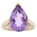 9ct Yellow Gold Amethyst Pear Solitaire Ring