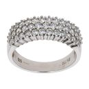 14ct White Gold Cubic Zirconia Three Row Ring