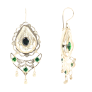 14ct Yellow Gold Green Gemstone Drop Earrings