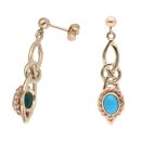 9ct Yellow Gold Turquoise Clogau Celtic Drop Earrings