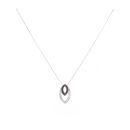 14ct White Gold Black And White Cubic Zirconia Pendant And Chain 18"
