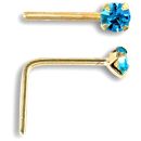 9ct Yellow Gold Blue Cubic Zirconia Nose Stud