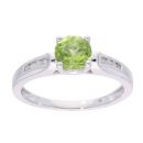 9ct White Gold Peridot and Diamond Circular Ring