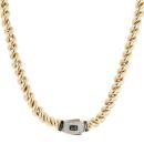 14ct Yellow Gold Monaco Loop Plain Pave Lock Chain 18"