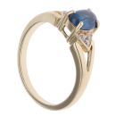 9ct Yellow Gold Cubic Zirconia and Blue Cabochon Gemstone Ring