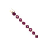 9ct Yellow Gold 0.05ct Diamond And Purple Garnet Heart Cluster Bracelet 7"