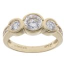9ct Yellow Gold Cubic Zirconia Three Stone Ring