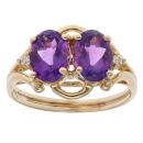 14ct Yellow Gold 0.02ct Diamond And Amethyst Ring