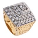 Silver Gold Plated Cubic Zirconia Pyramid Ring