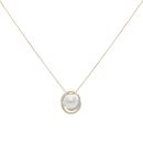 18ct Yellow Gold 0.25ct Brilliant Cut Diamond And Pearl Pendant And Chain 18"