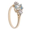 9ct Yellow Gold Cubic Zirconia and Aquamarine Three Stone Ring