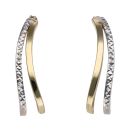 9ct Yellow and White Gold Diamond Cut Double Hoop Earrings