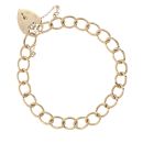 9ct Yellow Gold Heart Lock Charm Bracelet 7.5"
