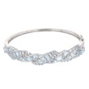 9ct White Gold Aquamarine Hinged Bangle