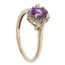 9ct Yellow Gold 0.10ct Diamond And Amethyst Cluster Ring