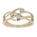 9ct Yellow Gold 0.02ct Diamond Trilogy Ring