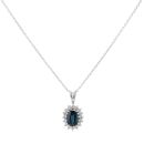 18ct White Gold Sapphire and 0.40ct Diamond Pendant and Chain 16"