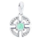 18ct White Gold 0.15ct Diamond and Emerald Fancy Pendant