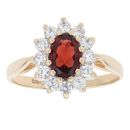 9ct Yellow Gold Cubic Zirconia And Garnet Cluster Ring