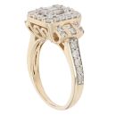 14ct Yellow Gold 1.00ct Brilliant and Baguette Cut Diamond Cluster Ring