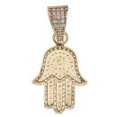 9ct Yellow Gold Cubic Zirconia Hamza Hand Pendant
