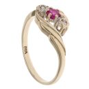 9ct Yellow Gold 0.05ct Diamond And Ruby Three Stone Ring