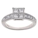 18ct White Gold 1.50ct Princess Cut Diamond Cluster Ring