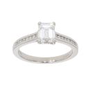 Platinum 1.10ct Emerald And Brilliant Cut Diamond Solitaire Ring