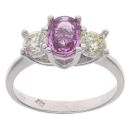 18ct White Gold 0.50ct Diamond And Pink Sapphire Three Stone Ring