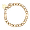 9ct Yellow Gold Heart Lock Charm Bracelet 8"