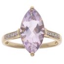 9ct Yellow Gold 0.15ct Diamond And Amethyst Ring