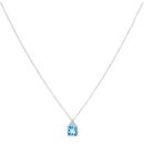 9ct White Gold 0.05ct Diamond and Blue Topaz Pendant and Chain 16"