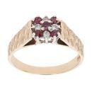 9ct Yellow Gold Cubic Zirconia and Ruby Cluster Ring